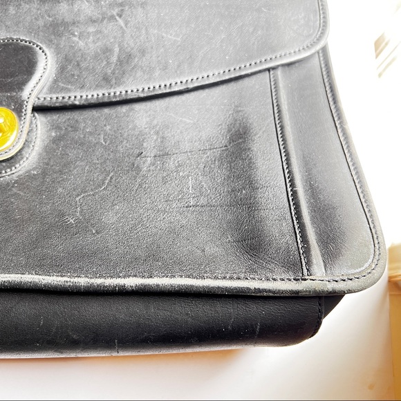 Vintage Black Coach Leather Briefcase Satchel Laptop Case - Picture 10 of 14